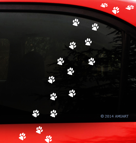 actual size of cat footprint paw print decal sticker for car truck window wall mug laptop