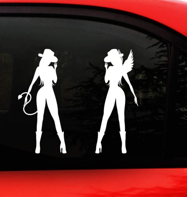 Angel and devil girl decal.