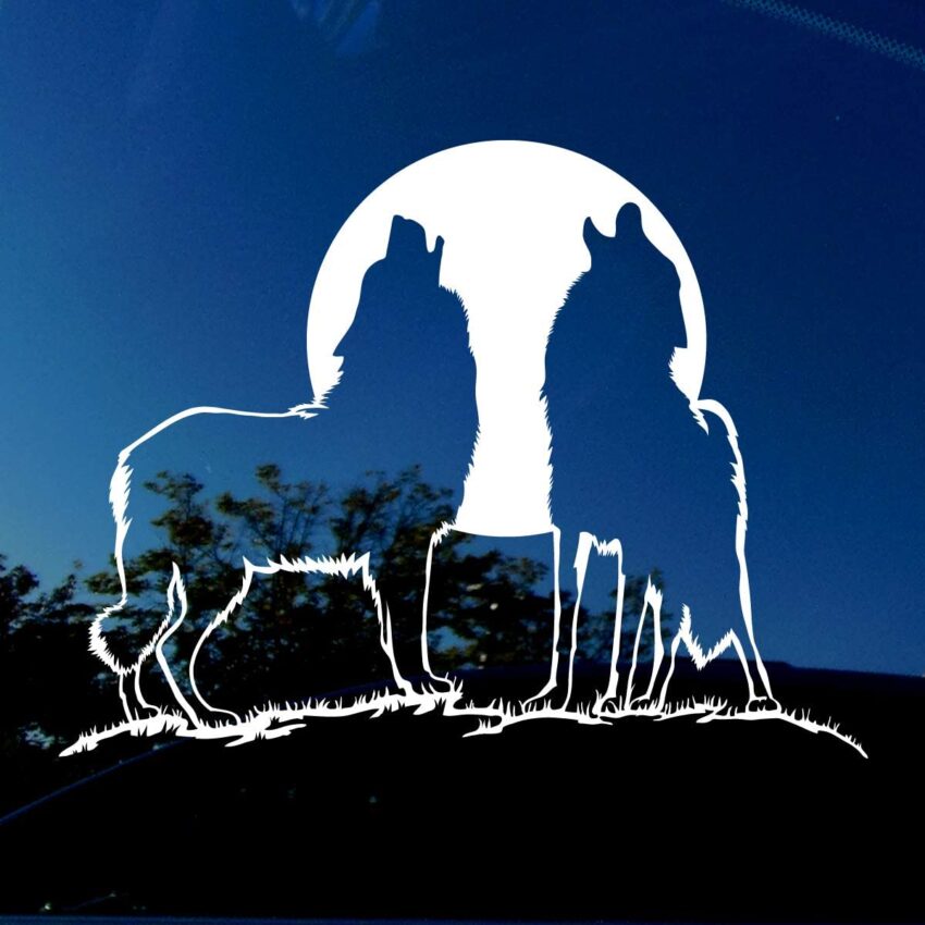 Howling Wolf Decal Sticker White X Large 9.5 x 7.2 inches Wolves